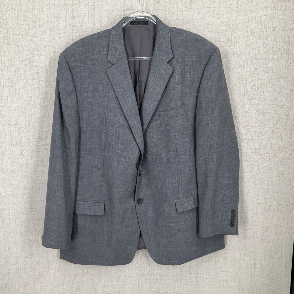 Lauren Ralph Lauren Blazer Mens 50R Grey Linen Blend 2-Button Sport Coat Classic